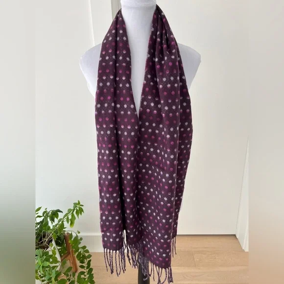 CASHMINK Winter Scarf Oblong Polka Dot Reversible Colourful Fringe Cozy Soft - Picture 7 of 11